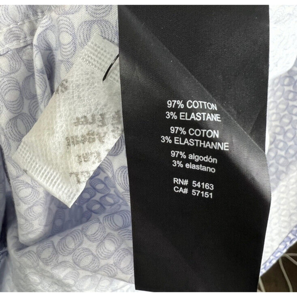 Karl Lagerfeld Button Down Shirt Size L Pearl Snap Blue White Geometric - Picture 9 of 10